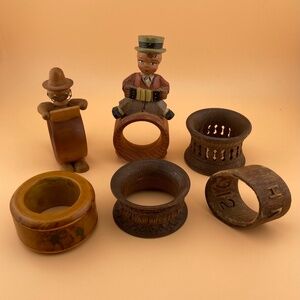 Vintage Collectable Wooden Napkin Rings from 1912-1940s